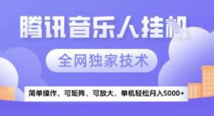 【腾讯音乐挂G】独家技术，项目红利期，可矩阵可放大，稳定月入5k+【揭秘】-爱找项目网