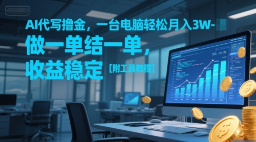 AI代写撸金，一台电脑轻松月入1-3W，做一单结一单，收益稳定【附工具教程】-爱找项目网