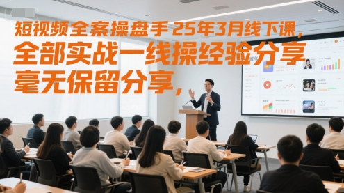 短视频全案操盘手25年3月线下课，全部实战一线操盘手经验分享，毫无保留分享，全是干货-爱找项目网