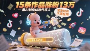 用AI制作幼崽代言人，宝宝的控诉火爆全网，15条作品涨粉13W，单号月入5位数实操教程-爱找项目网
