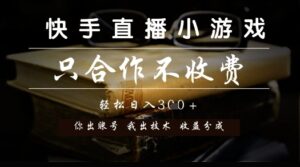 快手直播小游戏，只合作不收费，你出账号我出技术， 分润模式【揭秘】-爱找项目网