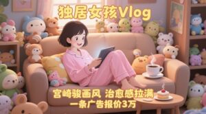 单个账号涨粉71W！用AI制作独居女孩Vlog，宫崎骏画风，治愈感拉满，一条广告报价3W-爱找项目网