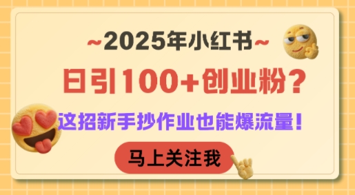2025年小红书日引100+创业粉？这招新手抄作业也能爆流量！-爱找项目网