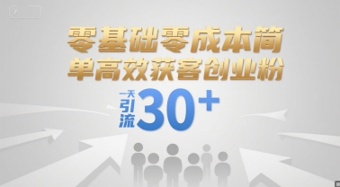 零基础零成本简单高效获客创业粉，一天引流30+-爱找项目网