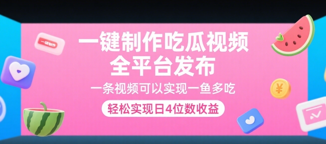 一键制作吃瓜视频，全平台发布，一条视频可以实现一鱼多吃，轻松实现日4位数收益【揭秘】-爱找项目网