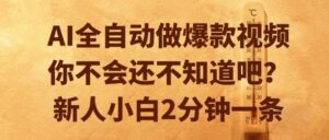 AI全自动做爆款视频，你不会还不知道吧？新人小白2分钟一条【揭秘】-爱找项目网