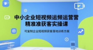 中小企业短视频运营精准获客实操课，可复制企业短视频获客落地训练方案-爱找项目网