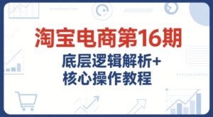 淘宝电商第16期，底层逻辑解析+核心操作教程，运营、推广提升能力的必学课程+配套资料-爱找项目网