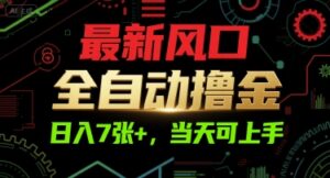 最新风口，全自动撸金，日入7张+，当天可上手【揭秘】-爱找项目网