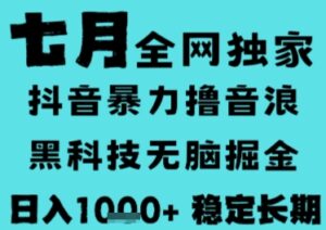 7月最新风口抖音无人直播撸音浪，长期稳定，非短期，全自动运行，低门槛无脑，日入1k+【揭秘】-爱找项目网