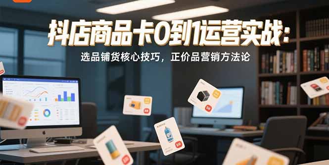 抖店商品卡0到1运营实战：选品铺货核心技巧，正价品营销方法论-爱找项目网