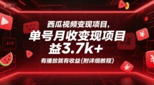 西瓜视频变现项目，单号月收益3.7k+，有播放就有收益(附详细教程)-爱找项目网