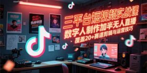 三平台短视频实战课，数字人制作加半无人直播，覆盖20+赛道剪辑与运营技巧-爱找项目网
