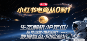 小红书电商从0到1：生态解析/IP定位/ 账号运营/爆款创作/直播带货/数据复盘/风险避坑-爱找项目网