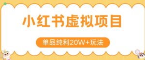 小红书卖虚拟产品，单品纯利20W+玩法分享，4节系列课程-爱找项目网