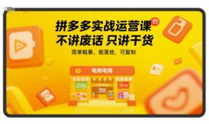 拼多多实战运营课,不讲废话只讲干货,简单粗暴,能落地,可复制-爱找项目网
