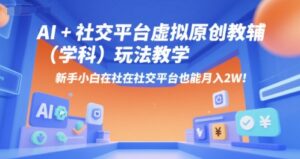 AI+小红书虚拟原创教辅(学科)玩法教学,新手小白在小红书也能月入2W-爱找项目网