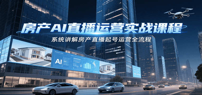 房产AI直播运营实战课程，系统讲解房产直播起号运营全流程-爱找项目网