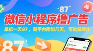 微信小程序看广告，单机一天87，新平台刚出几天，可批量操作，日入5张-爱找项目网