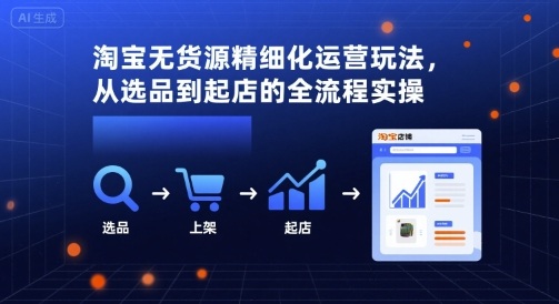 淘宝无货源精细化运营玩法，从选品到起店的全流程实操-爱找项目网