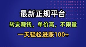 最新正规平台，转发賺钱，单价高，不限量，一天轻松进账100+【揭秘】-爱找项目网