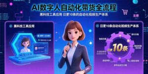 AI数字人自动化带货全流程：黑科技工具应用 日更10条的自动化视频生产体系-爱找项目网