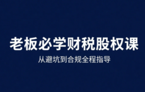 唐老师·25年企业财税与股权实战课-爱找项目网