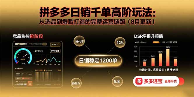 拼多多日销千单高阶玩法：从选品到爆款打造的完整运营链路(8月更新-爱找项目网