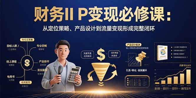 财务IP变现必修课：从定位策略、产品设计到流量变现形成完整闭环-爱找项目网