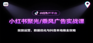 小红书聚光/乘风广告实战课：投放运营、数据优化与抖音本地推全攻略-爱找项目网