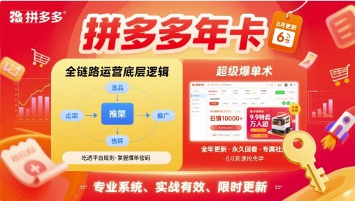 拼多多年卡【8月更新6节】拼多多全链路运营底层逻辑，超级爆单术-爱找项目网