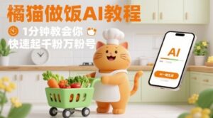 有趣的橘猫买菜做饭视频，用AI一键搞定，1分钟教会你，快速起千粉万粉号-爱找项目网