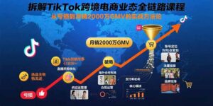 拆解TikTok跨境电商业态全链路课程：从亏损到月销2000万GMV的实战方法论-爱找项目网
