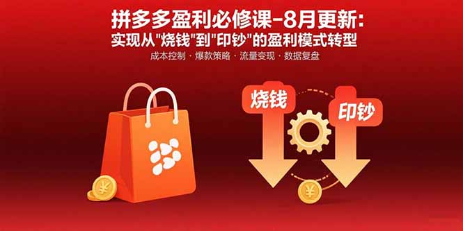 拼多多盈利必修课-8月更新：突破运营瓶颈 实现从烧钱到印钞的盈利模式转型-爱找项目网