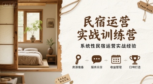 民宿运营实战训练营，系统性民宿运营实战经验-爱找项目网