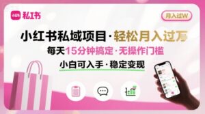 小红书私域项目 月入过W非常轻松 每天15分钟即可搞定，无任何操作门槛，小白可入手-爱找项目网