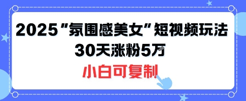 不露脸也能火！2025“氛围感美女”短视频玩法，30天涨粉5W小白可复制-爱找项目网