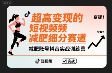 超高变现的短视频减肥细分赛道，减肥账号抖音实战训练营-爱找项目网