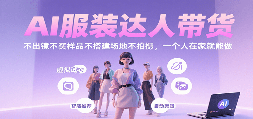 AI服装达人带货，不出镜不买样品不搭建场地不拍摄，一个人在家就能做-爱找项目网