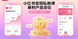 小红书变现私教课，暴利产品定位，高转化内容生产术，快速实现月入10万-爱找项目网