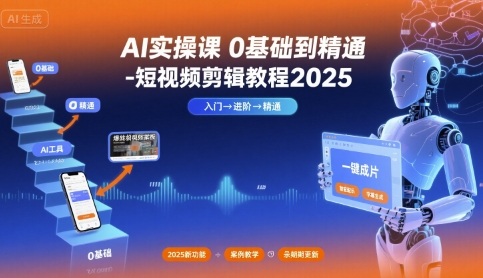 AI实操课0基础到精通-短视频剪辑教程2025-爱找项目网