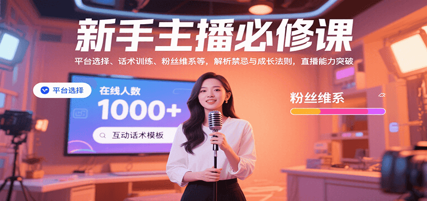 新手主播必修课：平台选择、话术训练、粉丝维系等，解析禁忌与成长法则，突破直播能力-爱找项目网
