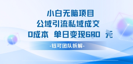 小白无脑项目公域引流私域成交0成本单日变现680米-爱找项目网