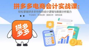 拼多多电商会计实战课：轻松掌握拼多多特有的会计逻辑与数据分析能力-爱找项目网