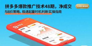 拼多多爆款推广技术48期，净成交与出价策略，极速起量时机判断实操指南-爱找项目网