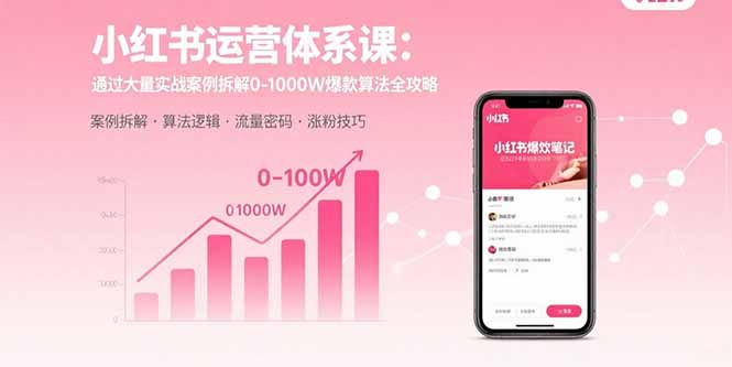 小红书运营体系课：通过大量实战案例拆解0-1000W爆款算法全攻略-爱找项目网
