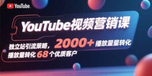 YouTube视频营销课，独立站引流策略，2000+播放量转化68个优质客户-爱找项目网