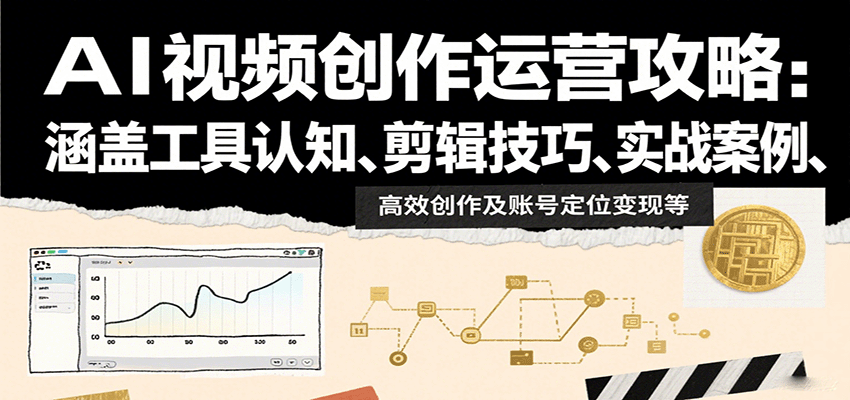 AI视频创作运营攻略：涵盖工具认知、剪辑技巧、实战案例、高效创作及账号定位变现等-爱找项目网