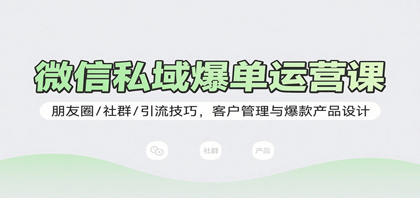 微信私域爆单运营课：朋友圈/社群/引流技巧，客户管理与爆款产品设计-爱找项目网