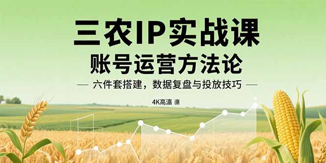 三农IP实战课：账号运营方法论，六件套搭建，数据复盘与投放技巧-爱找项目网